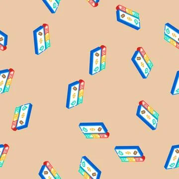 Core web vitals seo isometric icon seamless pattern Stock Illustration