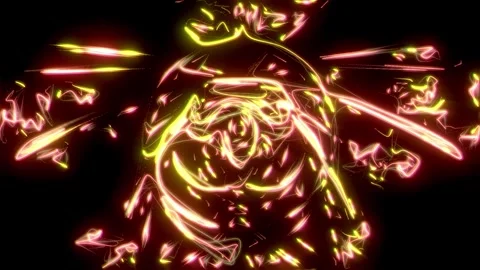 Core yellow orange neon light drawing Stock Footage 326754011