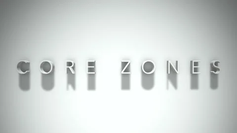 Core Zones 3D title animation with shadows on a white background Stock Footage 296588872