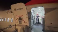 Corendon Flight Attendant Standing In Entrance Waiting For Passengers To Stock Footage