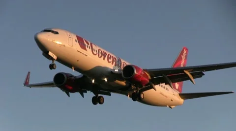 Corendon plane at sunset Stock Footage