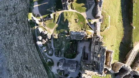 Corfe Castle in the Glorious Sunshine Stock Footage 266547823