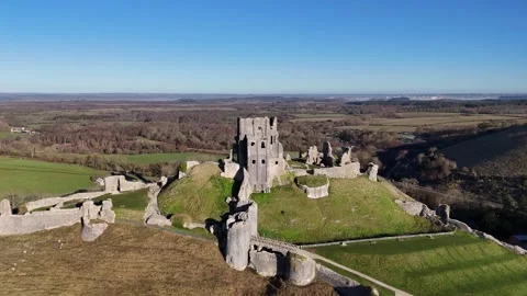 Corfe Castle in the Glorious Sunshine Stock Footage 266549608