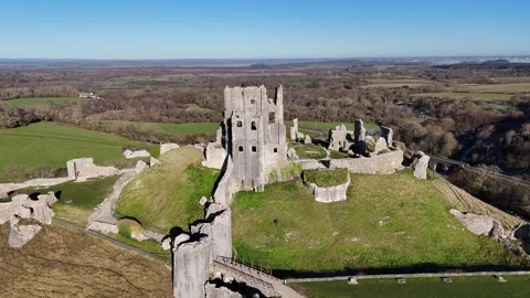 Corfe Castle in the Glorious Sunshine Stock Footage 266549609