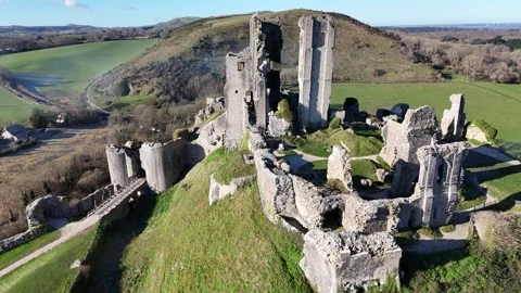Corfe Castle in the Glorious Sunshine Stock Footage 266550979