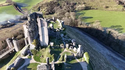 Corfe Castle in the Glorious Sunshine Stock Footage 266551568