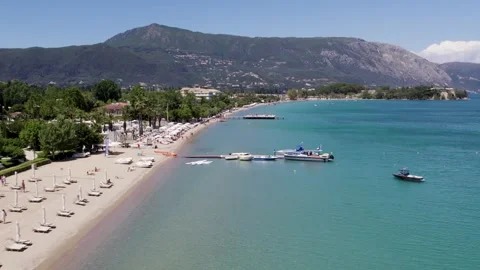 Corfu Beach – Forward Aerial Glide with Downward Reveal Vídeos de archivo 325488406