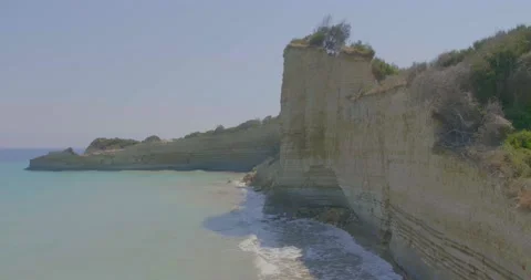 Corfu coastline, high cliffs on the north of an Island, Greece 스톡 동영상 141387564