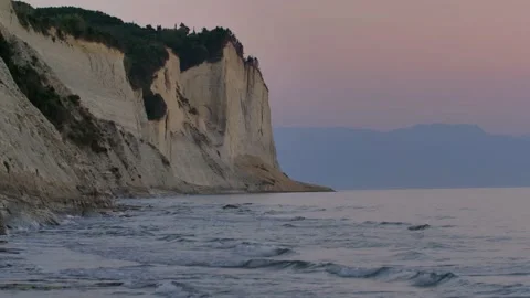 Corfu coastline, high cliffs on the north of an Island, Greece Stock Footage 145730753