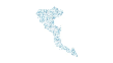 Corfu dotted digital map. Map of Corfu with pulsating colored circles. Shape ... Stock Footage 229109978