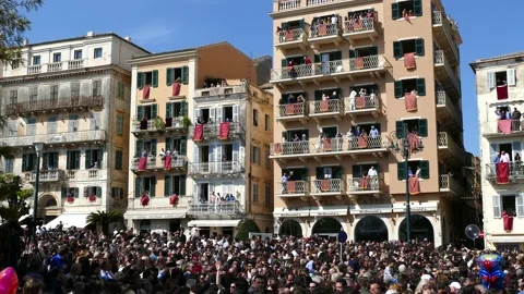 CORFU, GREECE - APRIL 7, 2018: Corfu Easter holiday celebrations. Vidéo 152531760
