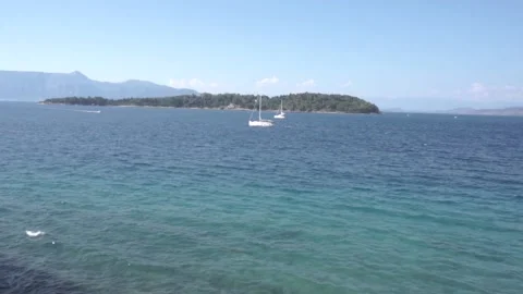 Corfu, Greece - Seaviews and Distant Island Stock Footage 143860341