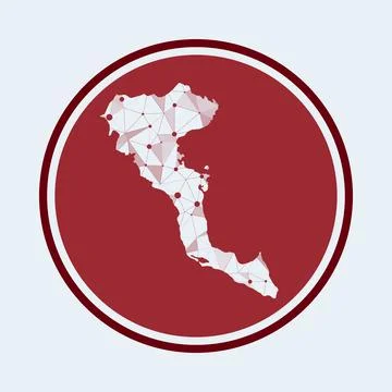 Corfu icon. Trendy tech logo of the island. Geometric mesh round design. Te.. Stock Illustration