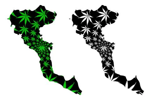 Corfu - map is designed cannabis leaf Stock Illustration