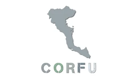 Corfu map with paper regions. Animated island map growing from regions and ti... Stock Footage 229401044