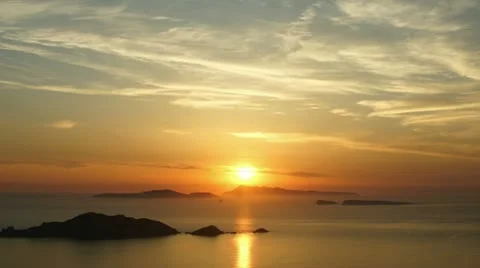 Corfu sea sunset, time-lapse with zooming Stock Footage 11267937