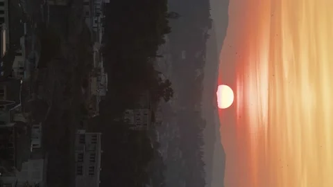Corfu Sunset Vertical Timelapse 스톡 동영상 194534652