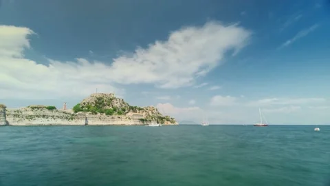 Corfu Town, Greece: View of Old Venetian Fortress in Corfu Island. Stock-Footage 148291558