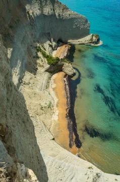 Corfu, view of the cliffs from the viewpoint of Cape Drastis. 스톡 사진
