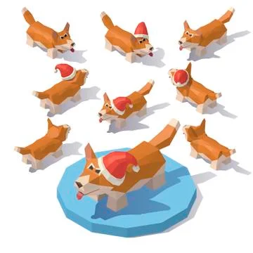 Corgi in a Christmas hat Stock Illustration