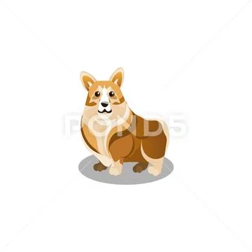 Corgi dog. Raster illustration in flat cartoon style Stock Illustration