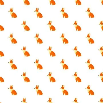 Corgi dog seamless pattern with cute cartoon puppies Stock Illustration