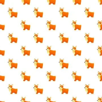 Corgi dog seamless pattern with cute cartoon puppies Stock Illustration