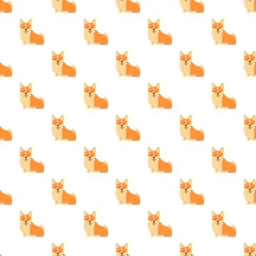 Corgi dog seamless pattern with cute pets Stock Illustration