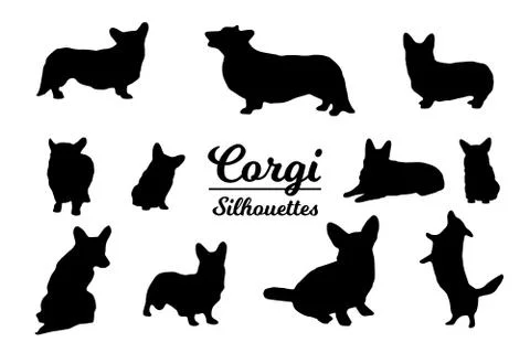 Corgi dog silhouettes 스톡 일러스트
