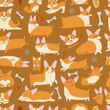 Corgi dogs collection. Seamless Pattern background for your design Stock Illustration