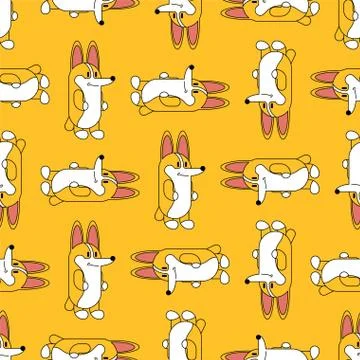 Corgi pattern seamless. small dog background. cute pet vector texture Stock Illustration