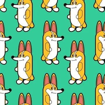 Corgi pattern seamless. small dog background. cute pet vector texture Stock Illustration