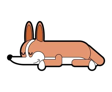 Corgi sleeping isolated. asleep small dog cartoon. cute pet vector illustrati Stock Illustration