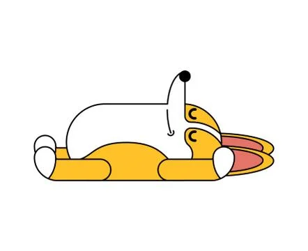 Corgi sleeping isolated. asleep small dog cartoon. cute pet vector illustrati Stock Illustration