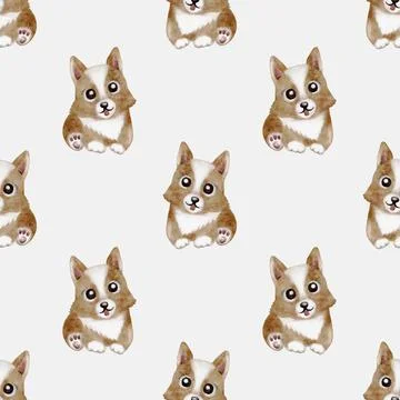 Corgi watercolor pattern design for textile and wallpaper backgrounds Stock Illustration
