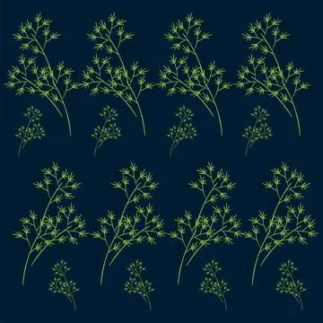 Coriander leaf pattern, green pattern, seeds heap, green cilantro Stock Illustration