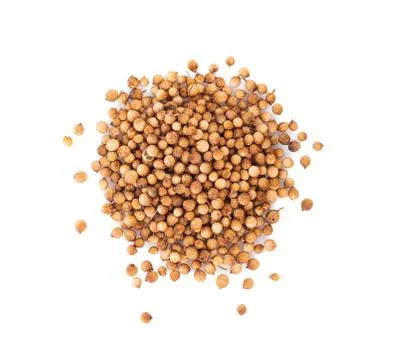 Coriander seeds on white background Photos