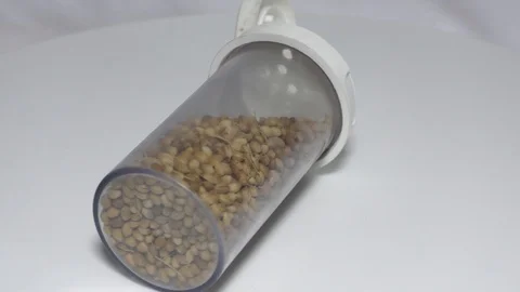 Coriander spice packed in one container and moving on white Stock Footage 111887940
