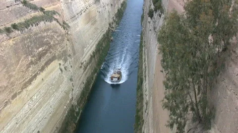 Corinth canal from above Stock Footage 690829