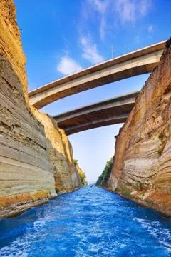 Corinth channel in Greece Stock Photos