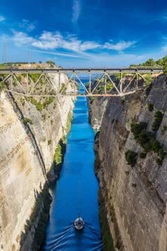 Corinth channel in Greece Stock Photos