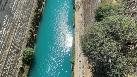 Corinthian navigable channel passing through the Corinth Isthmus. Stock Footage 243221664