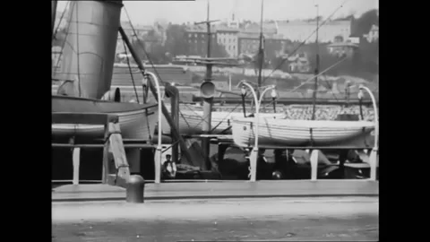 CORK - 1902 - A panorama concludes on Albert Quay in Cork, Ireland, with many Stock Footage 277281625