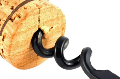 Cork  and corkscrew Stock Photos