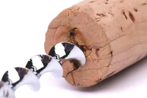 A cork and corkscrew Stock Photos