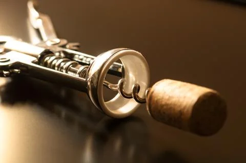 Cork and corkscrew. Stock Photos