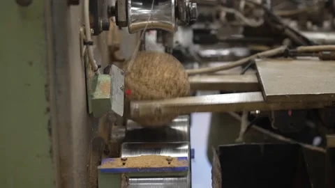 Cork Baseball Core Held on Machine Arm at Winding Station Vídeo Stock 339736384