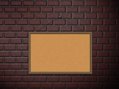 Cork board on brick wall イラスト素材