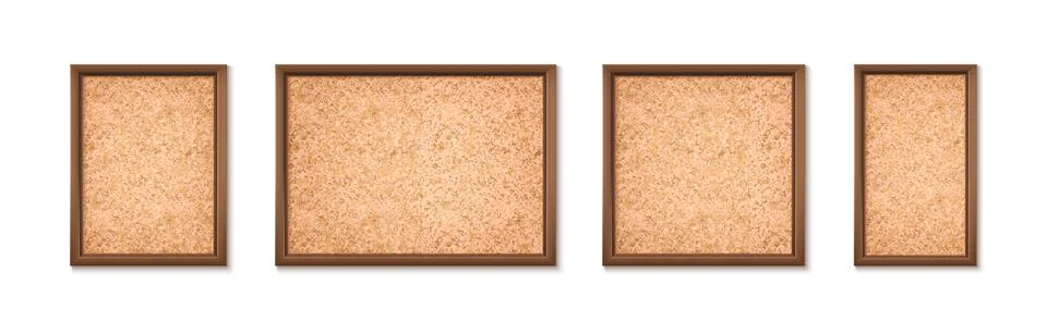 Cork board frames set isolated on white background Stock Illustration