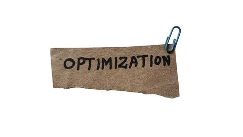 Cork board with optimization text attached by paper clip Stock Illustration